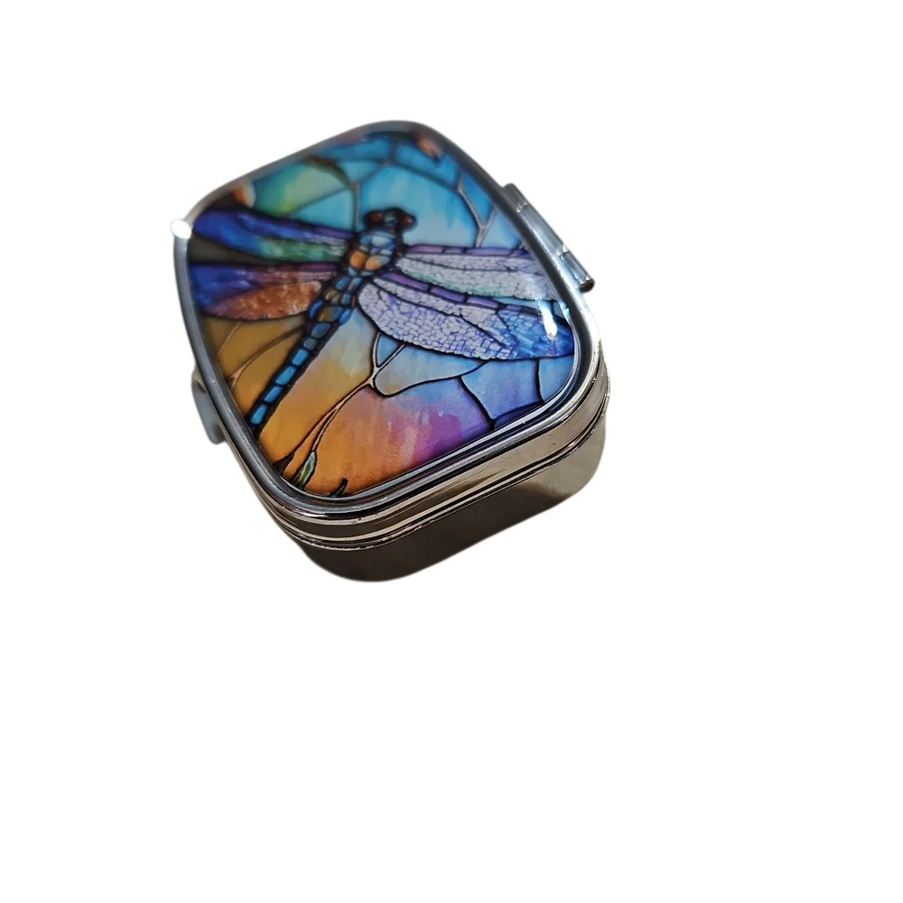 Colorful Dragonfly Stained Trinket Box - Picture 6 of 9